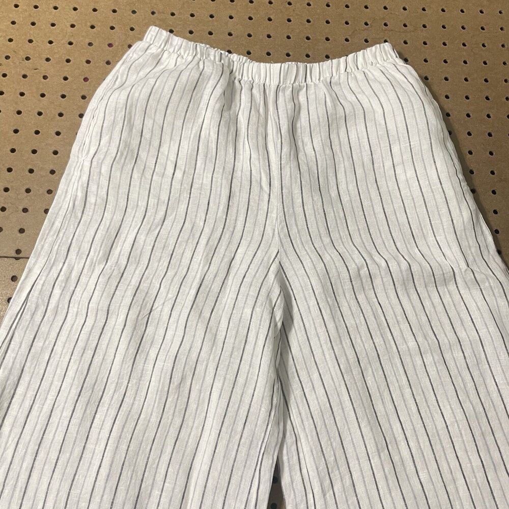 FLAX Balloon Wide Leg Cropped 100% Linen Pants Lagenlook P(4-6) White Women - Picture 2 of 10